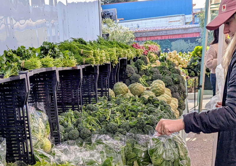 Woman shopping for healthy greens